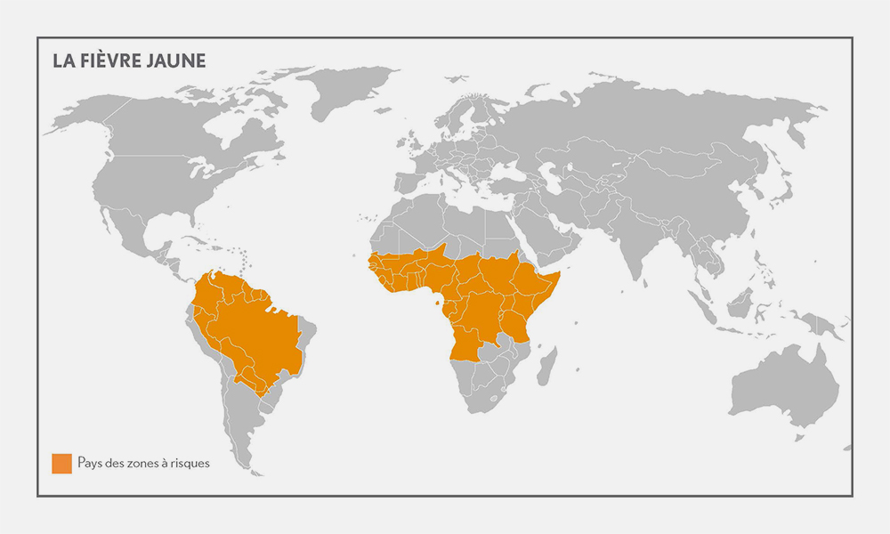 Pays des zones à risque pour la fièvre jaune